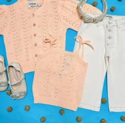 OPEN KNIT PUFF SLEEVE CARDIGAN