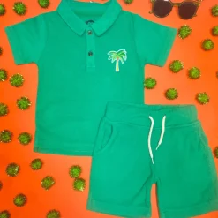 PALM TREES TERRY POLO TOP