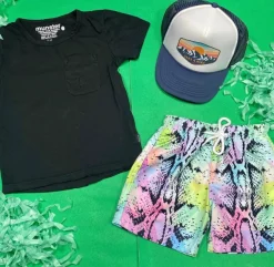 PASTEL TIE DYE SNAKESKIN SWIM TRUNKS