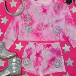 PEACE SIGN & SMILEY FACE TIE DYE SWEATSHIRT