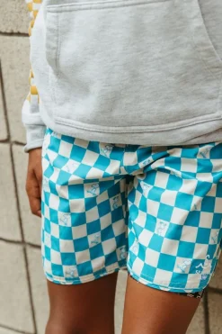 PEANUTS SNOOPY CHECKERED SWIM TRUNKS