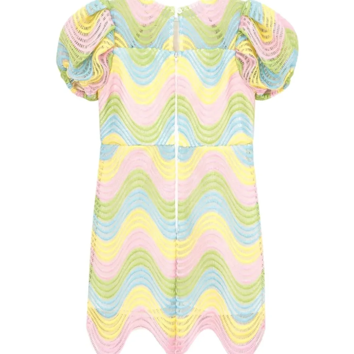 PUFF SLEEVE ZIGZAG CROCHET DRESS
