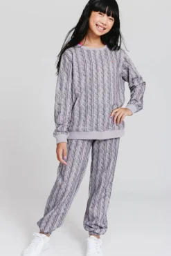 RAINBOW CABLE KNIT PRINT SWEATPANTS