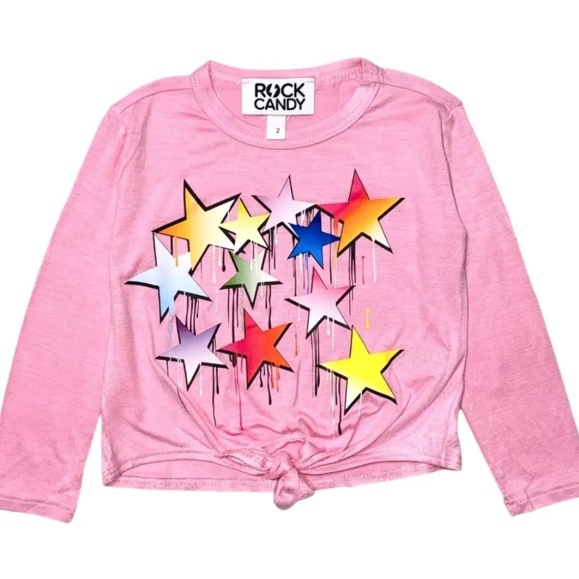 RAINBOW DRIP STARS LONG SLEEVE TIE TSHIRT