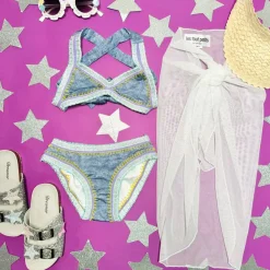 RAINBOW EMBROIDERED TRIANGLE TWO PIECE BIKINI