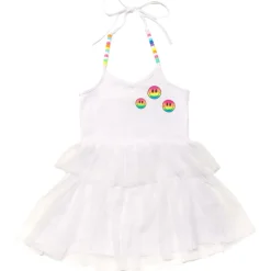RAINBOW SMILEY TUTU DRESS W/ BEADS