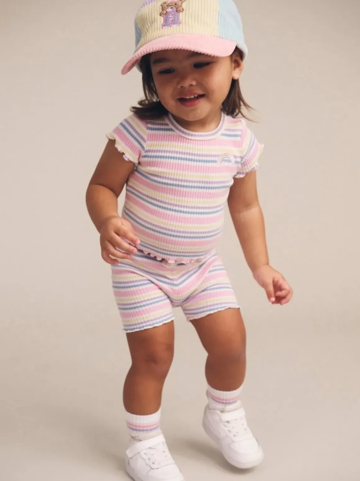 RAINBOW STRIPE RIB TSHIRT