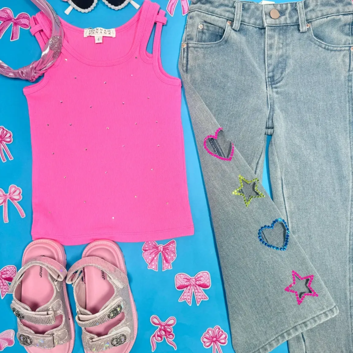 RHINESTONE DOUBLE STRAP TANK TOP