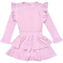RIBBED RUFFLE DRESS