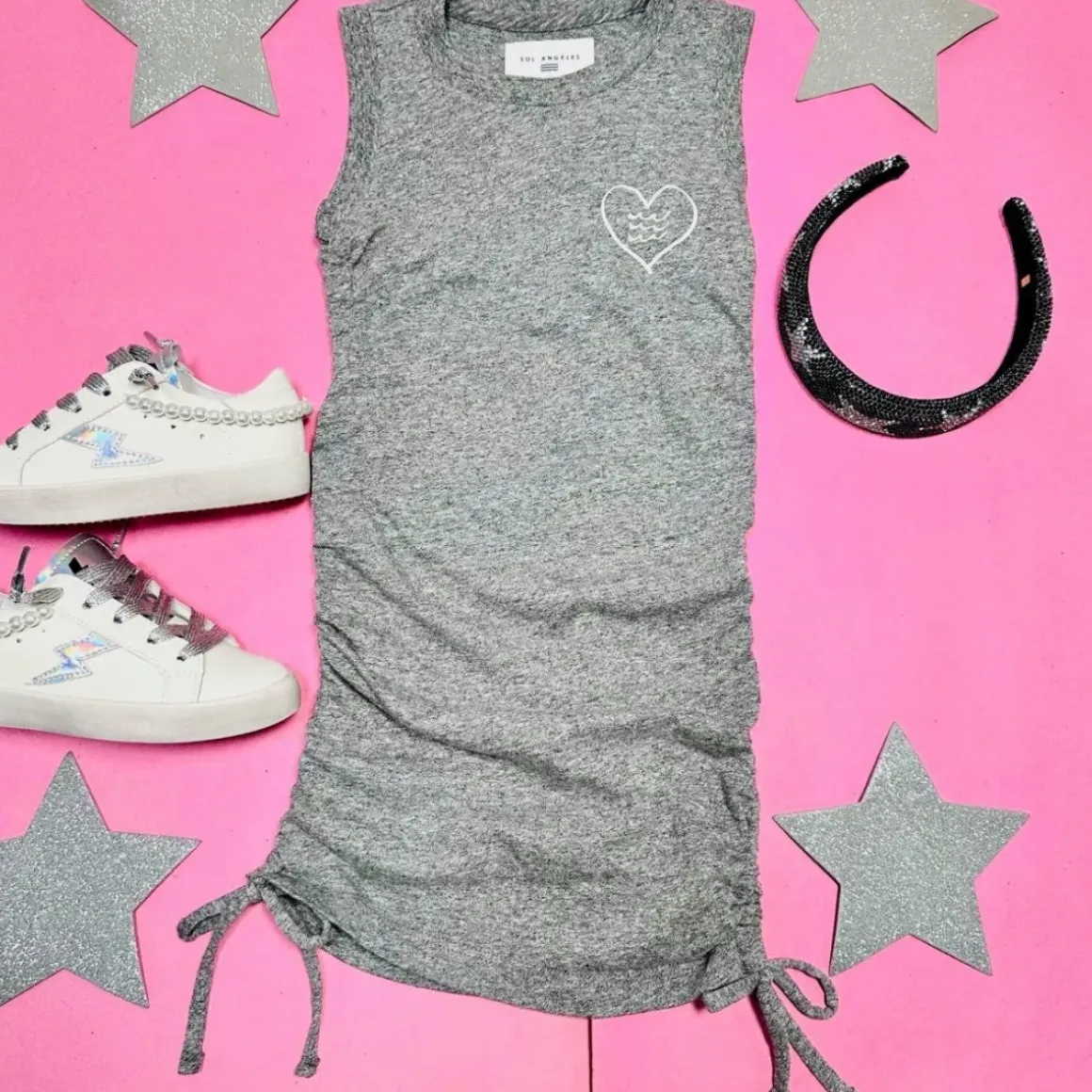 RUCHED TIE DRESS