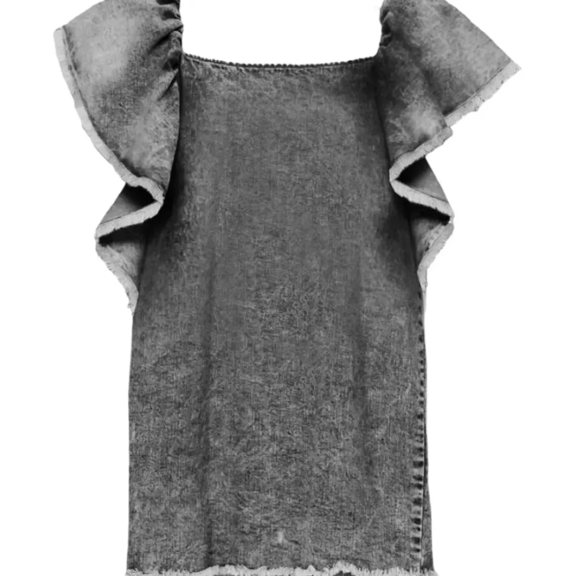 RUFFLE DENIM DRESS