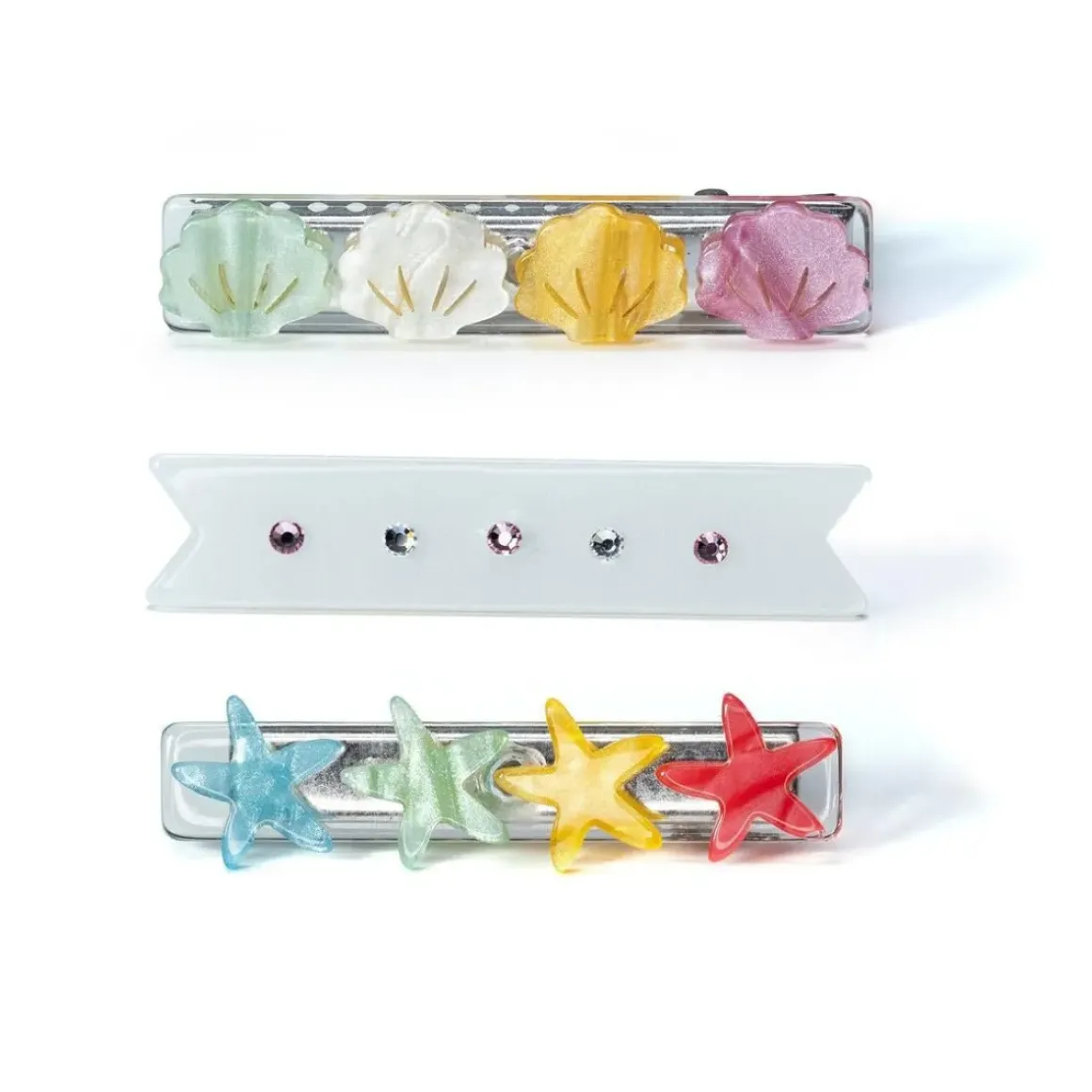 SEASHELLS PEARLIZED ALLIGATOR CLIPS (SET OF 3)