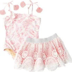 SEASIDE TOILE ONE PIECE SWIMSUIT W/ LACE SKIRT SET