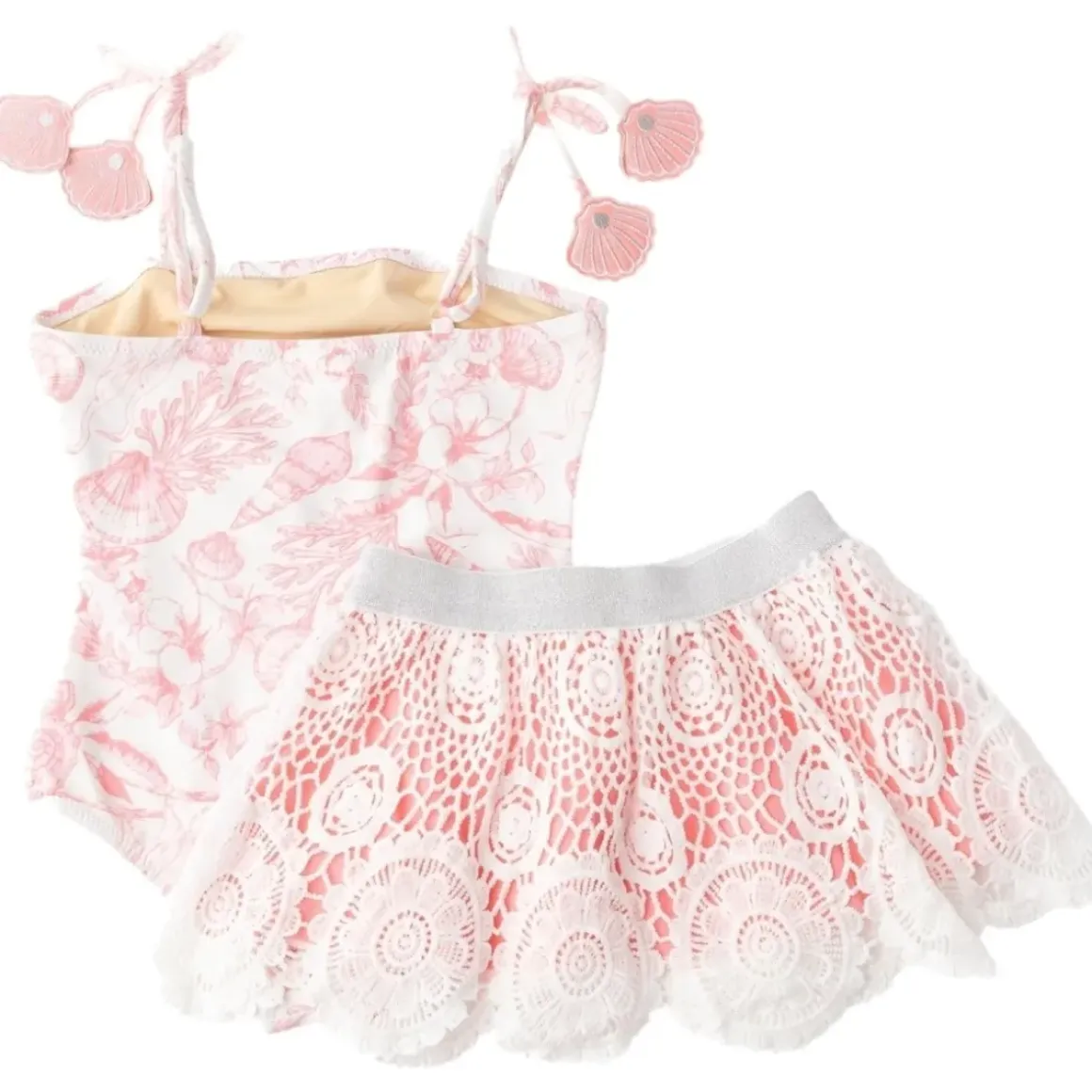 SEASIDE TOILE ONE PIECE SWIMSUIT W/ LACE SKIRT SET