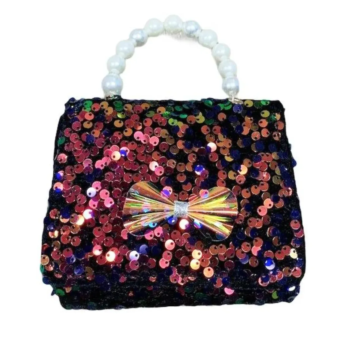 SEQUIN BOW PEARL PURSE