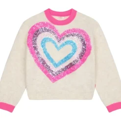 SEQUIN HEART KNIT SWEATER