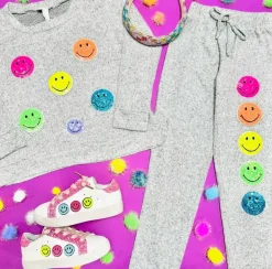 SEQUIN SMILEY FACE HACCHI SWEATSHIRT