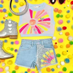 SEQUIN SUN DENIM SHORTS
