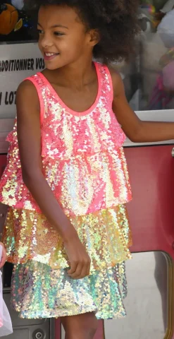 SEQUIN TIERED DRESS