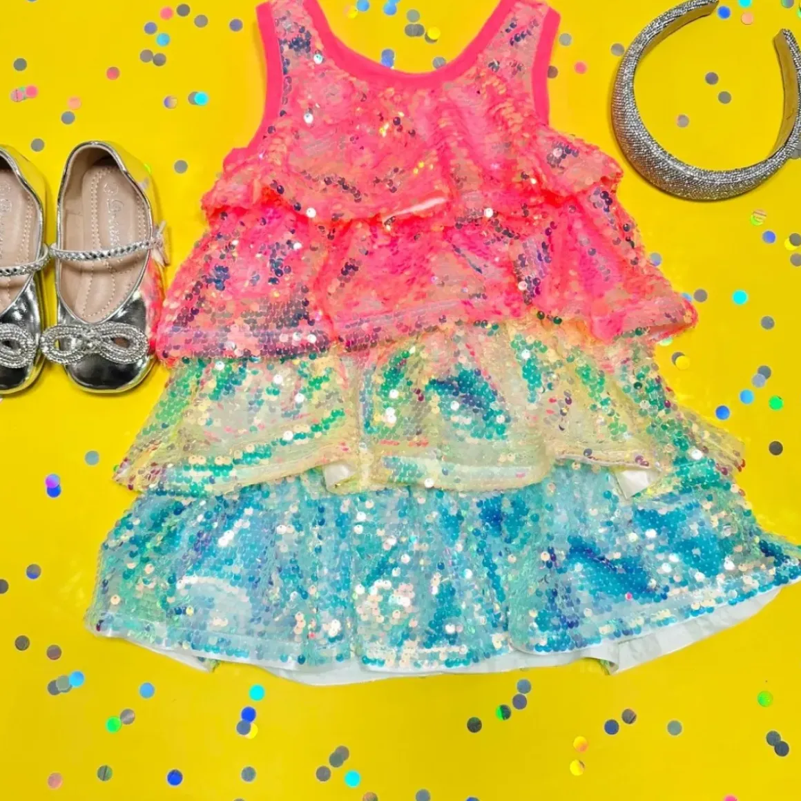 SEQUIN TIERED DRESS