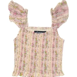 SHABBY FLORAL STRIPE JOANNA TOP