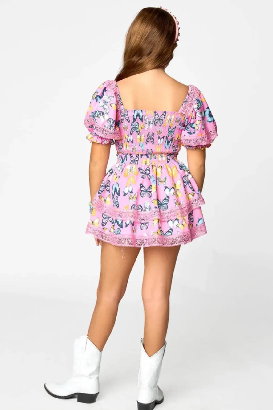 SIMONE BUTTERFLIES PUFF SLEEVE TOP AND SKIRT SET