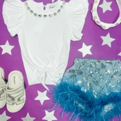 SKYE CRYSTAL RUFFLE TOP