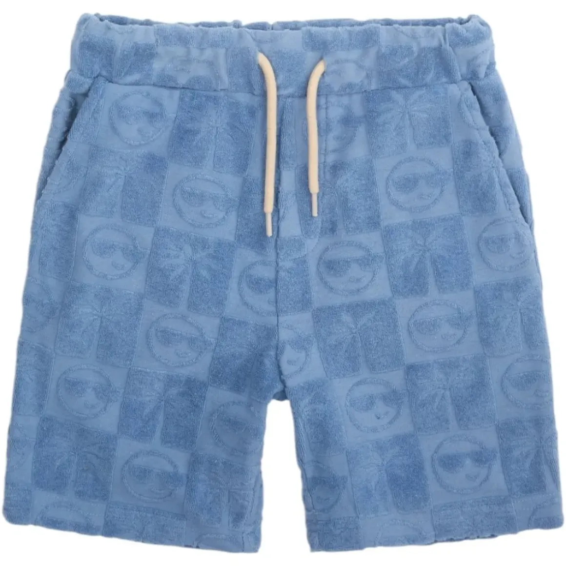 SMILEY FACE CHECKERED TERRY RESORT SHORTS