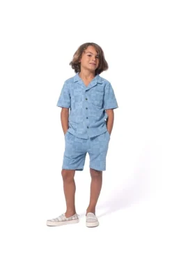 SMILEY FACE CHECKERED TERRY RESORT SHORTS