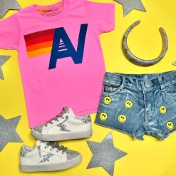 SMILEY FACE DENIM SHORTS