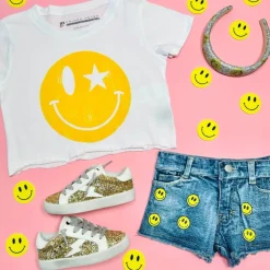 SMILEY FACE DENIM SHORTS