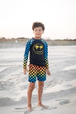 SMILEY FACE LONG SLEEVE RASH GUARD
