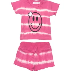 SMILEY FACE TIE DYE TSHIRT AND SHORTS SET