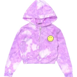 SMILEY TIE DYE ZIP UP HOODIE