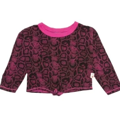SNAKESKIN TIE FRONT LONG SLEEVE TSHIRT
