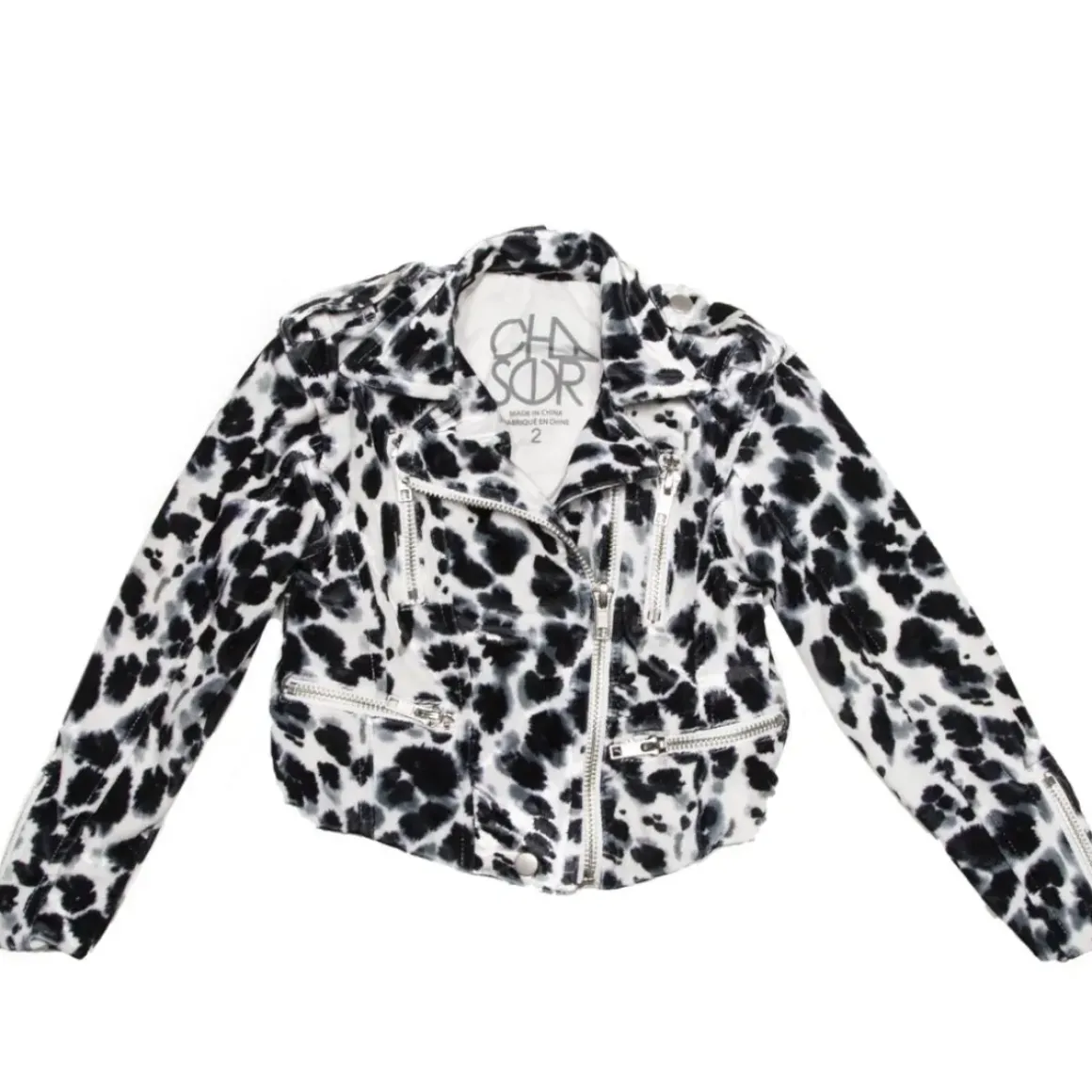 SNOW LEOPARD VELVET MOTO JACKET