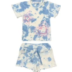 STARS & HEARTS TIE DYE TSHIRT AND SHORTS SET