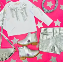 STARS FRINGE LONG SLEEVE TOP