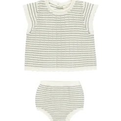 STRIPE SCALLOP KNIT TOP AND BLOOMERS SET
