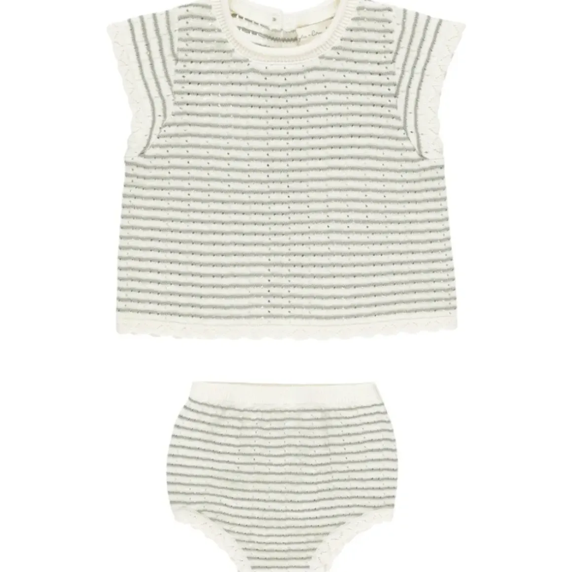 STRIPE SCALLOP KNIT TOP AND BLOOMERS SET
