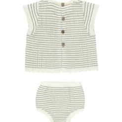 STRIPE SCALLOP KNIT TOP AND BLOOMERS SET