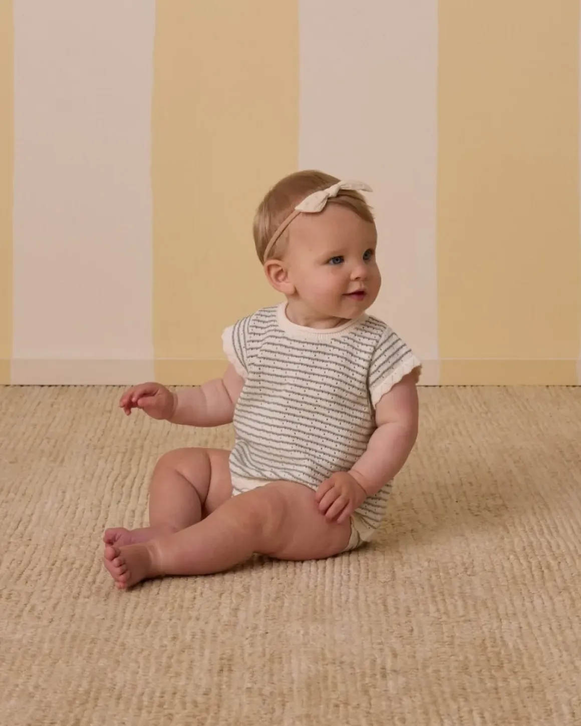 STRIPE SCALLOP KNIT TOP AND BLOOMERS SET