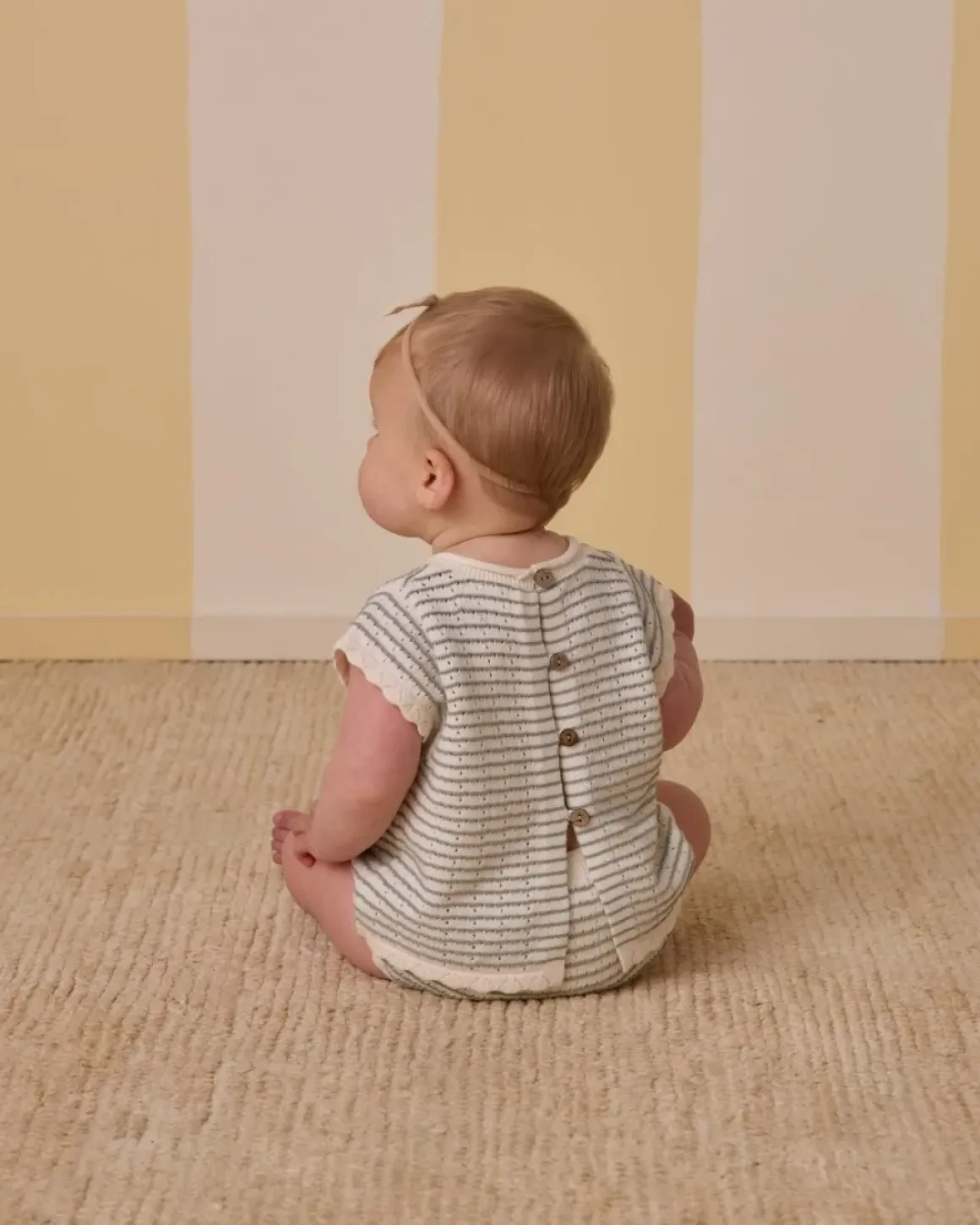 STRIPE SCALLOP KNIT TOP AND BLOOMERS SET