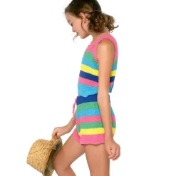 STRIPED CROCHET TANK AND SHORTS SET