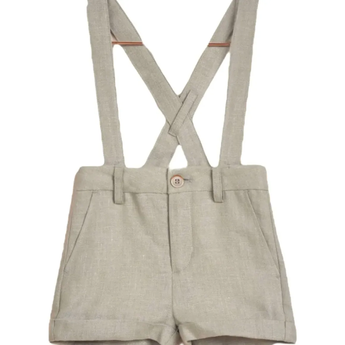 SUSPENDER LINEN SHORTS