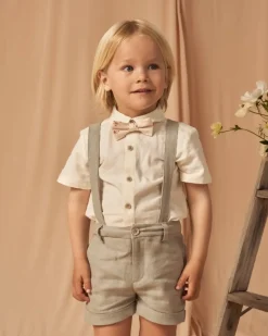 SUSPENDER LINEN SHORTS