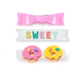 SWEET DONUTS + BOW ALLIGATOR CLIPS (SET OF 3)