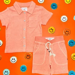 TERRY CABANA BUTTON DOWN TOP