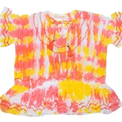 TIE DYE EMBROIDERED TASSEL DRESS