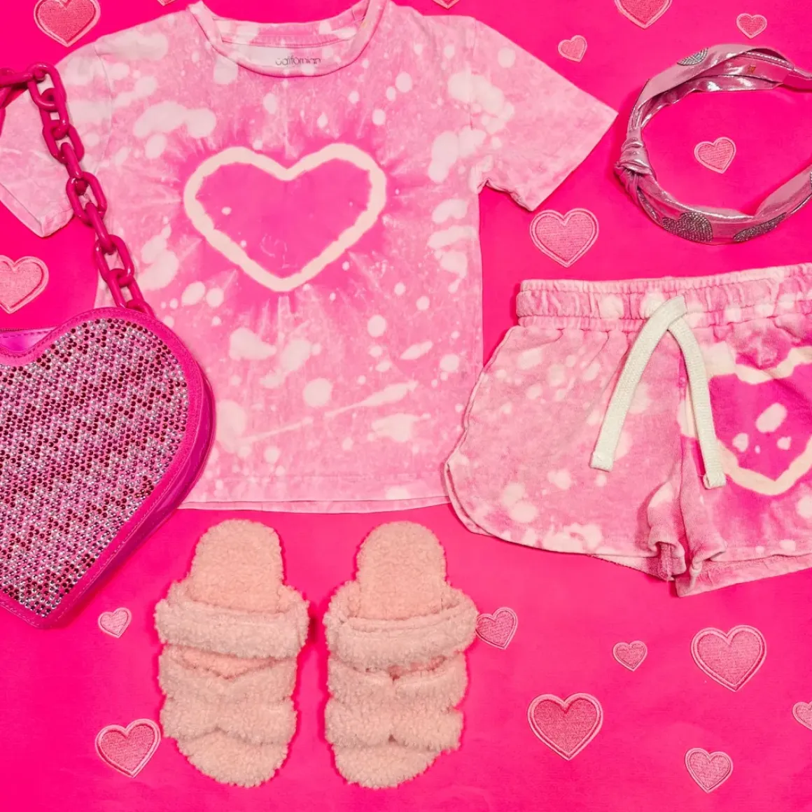 TIE DYE HEART SHORTS